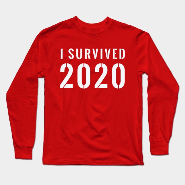 I Survived 2020 Stenciled - White Text Long Sleeve T-Shirt by FalconArt